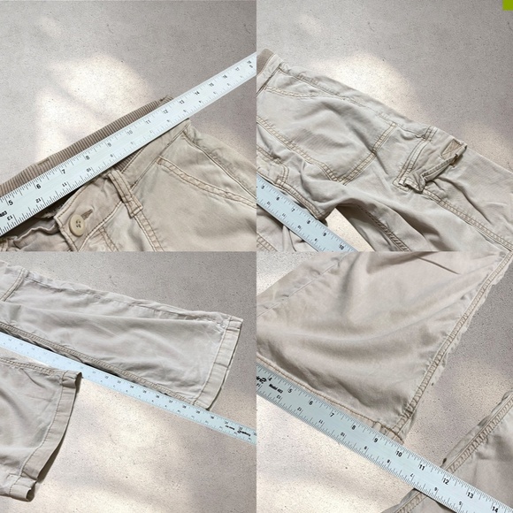 American Eagle Outfitters Mid Rise Cream Beige Cargo Style Wide Leg Pants - Picture 9 of 9